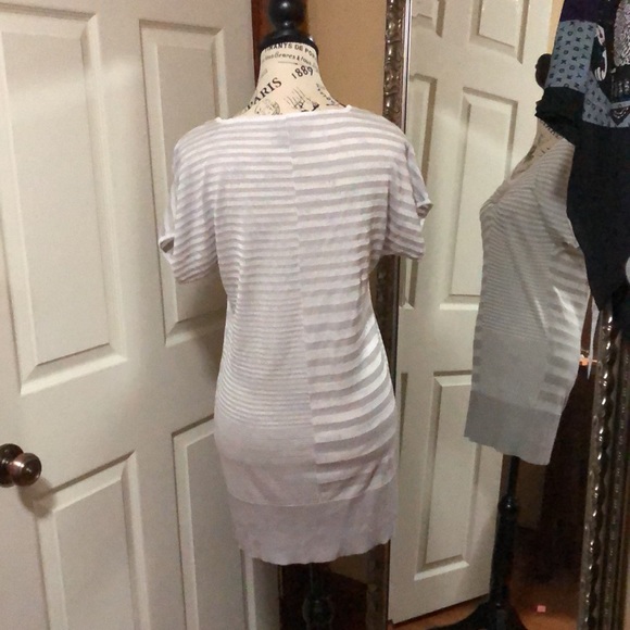 Olsen Europe White /Cream Stripe Fine Knit Sweater Dress Size 2 EUC - Picture 2 of 6